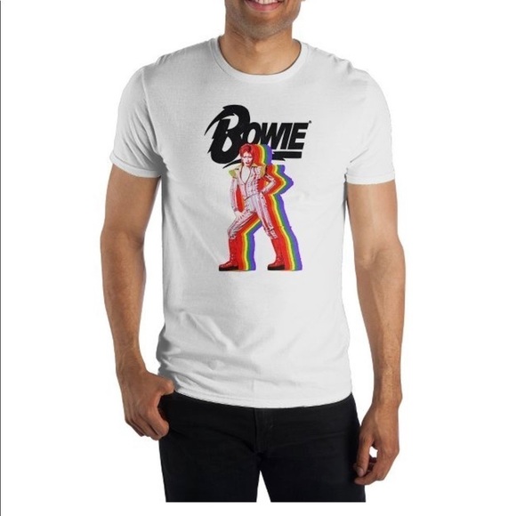DAVID Bowie Pride White Short Sleeve Graphic Tee Rainbow 1X & XXL - Picture 1 of 8